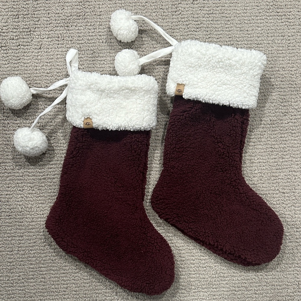 Ugg Maroon Christmas Stockings Pair of 2
